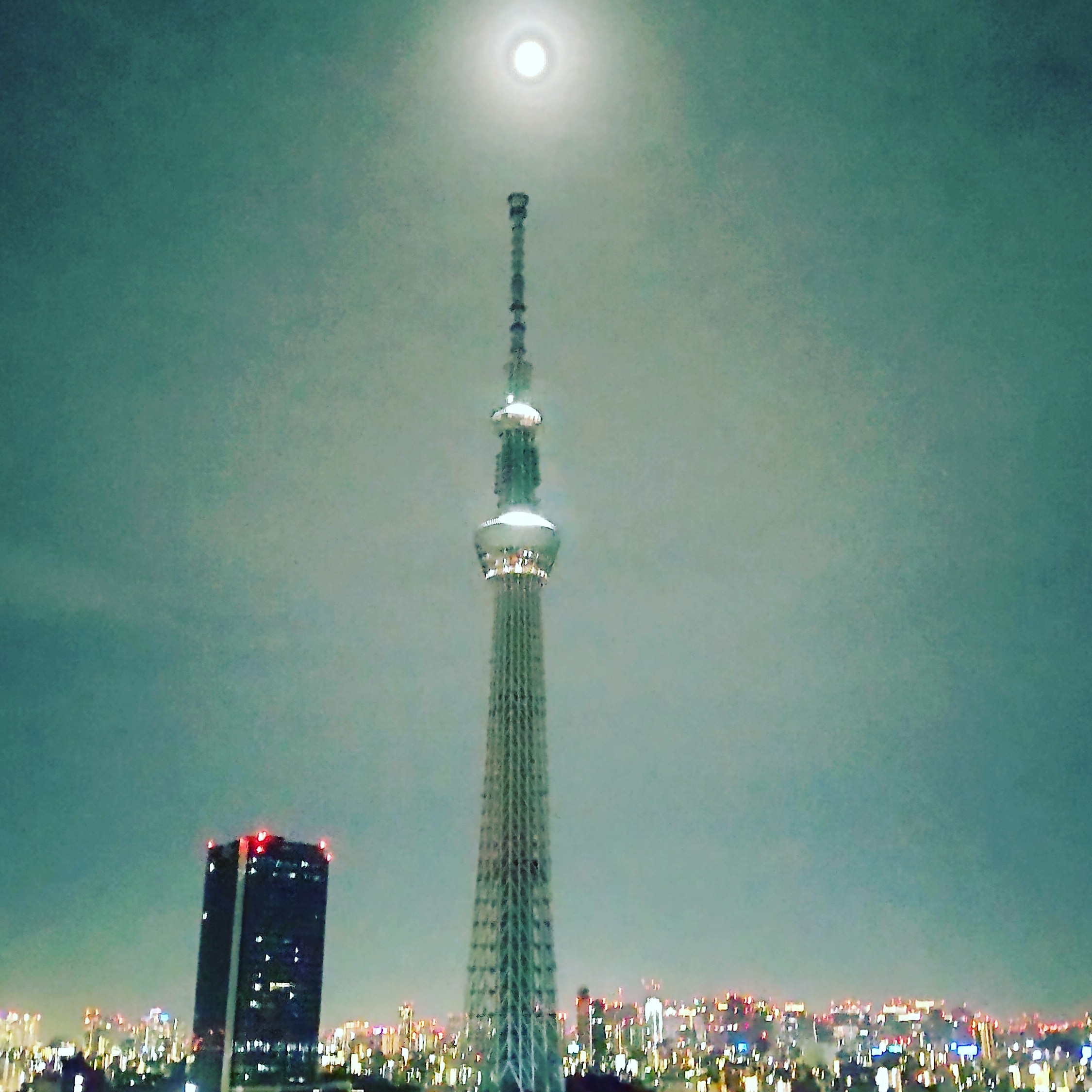東京スカイツリーとお月様
